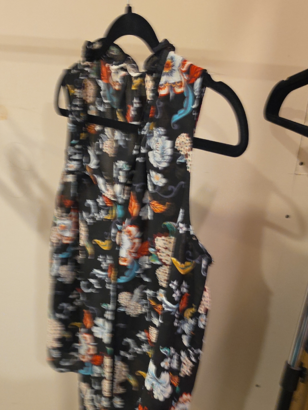 Claire's Black Floral Blouse with Multicolor Accents